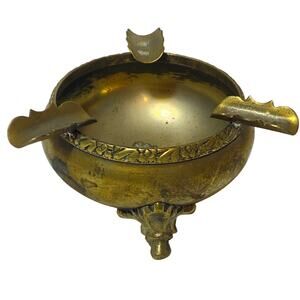 Vintage Brass Footed Pedestal Ashtray Bowl 2.5" Diameter